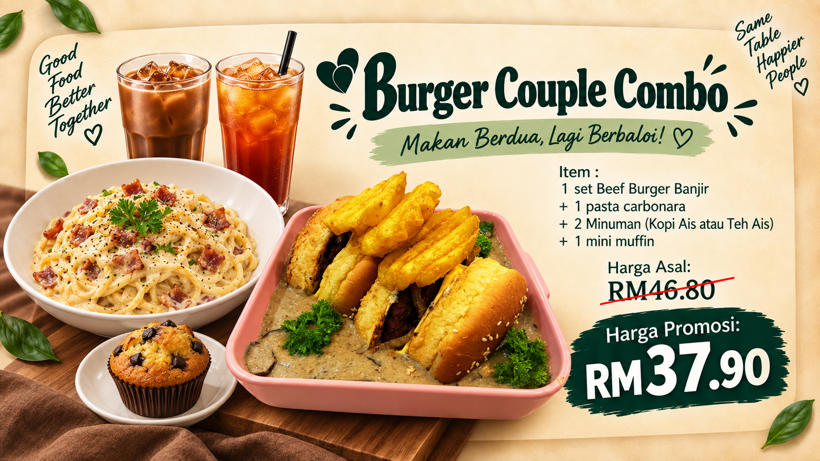 Poster Burger Couple Combo