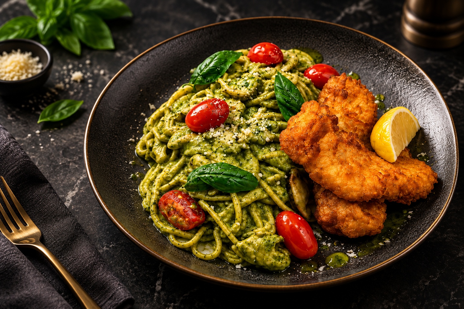 Pesto Pasta & Dory Fish